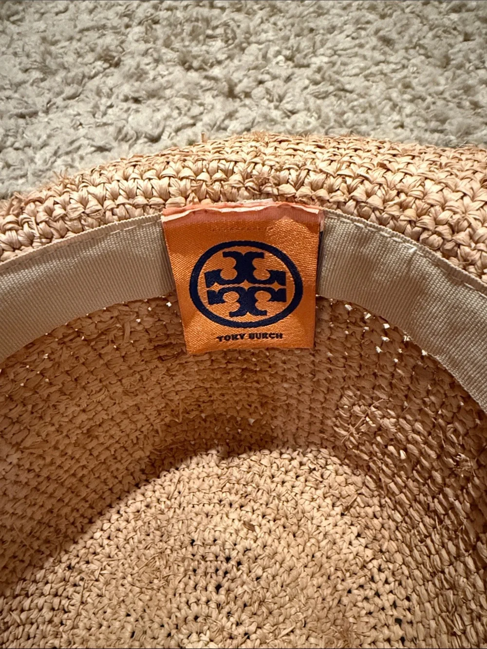 Tory Burch Raffia Sun Hat Yellow Trim